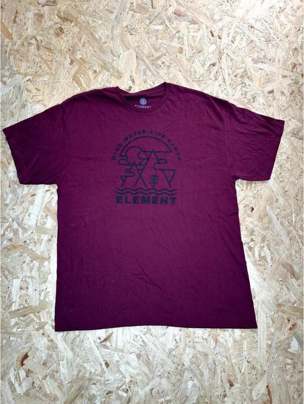 Element Skateboards Graphic T-Shirt Mens XL Maroon Wind Water Fire Earth Tee